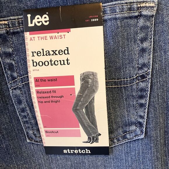 NWT Lee Women's Size 14 Long Relaxed High Rise Bootcut Denim Blue Jeans MSRP $40 - Picture 10 of 16